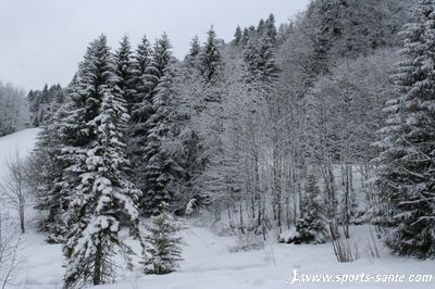 Paysage de neige en rando raquettes